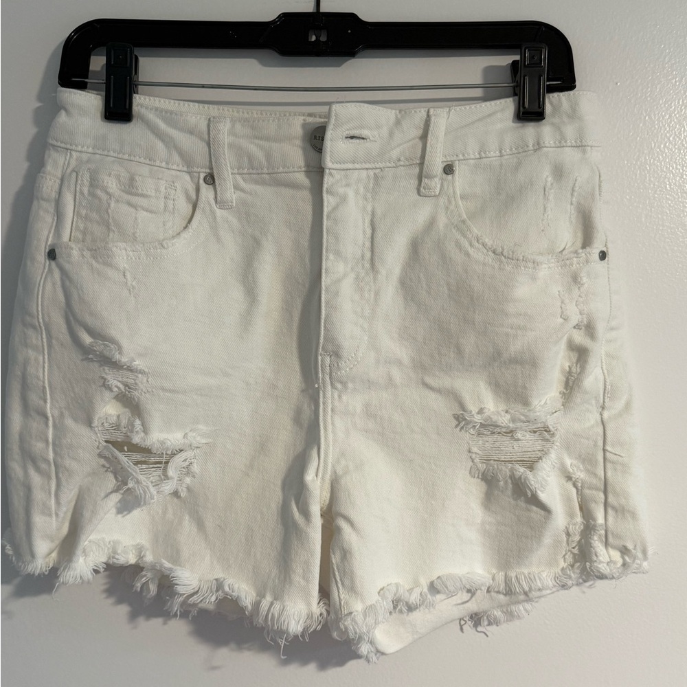 Women's White Distressed Denim Shorts